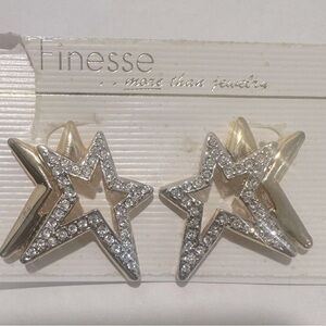 VINTAGE FINESSE CZ + GOLD TONE STAR + CZ EARRINGS NEW